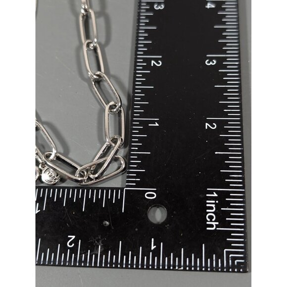 CATO Set of 2 Silver Tone Chain Necklaces Paperclip Chain Herringbone 20" NEW - Picture 7 of 7